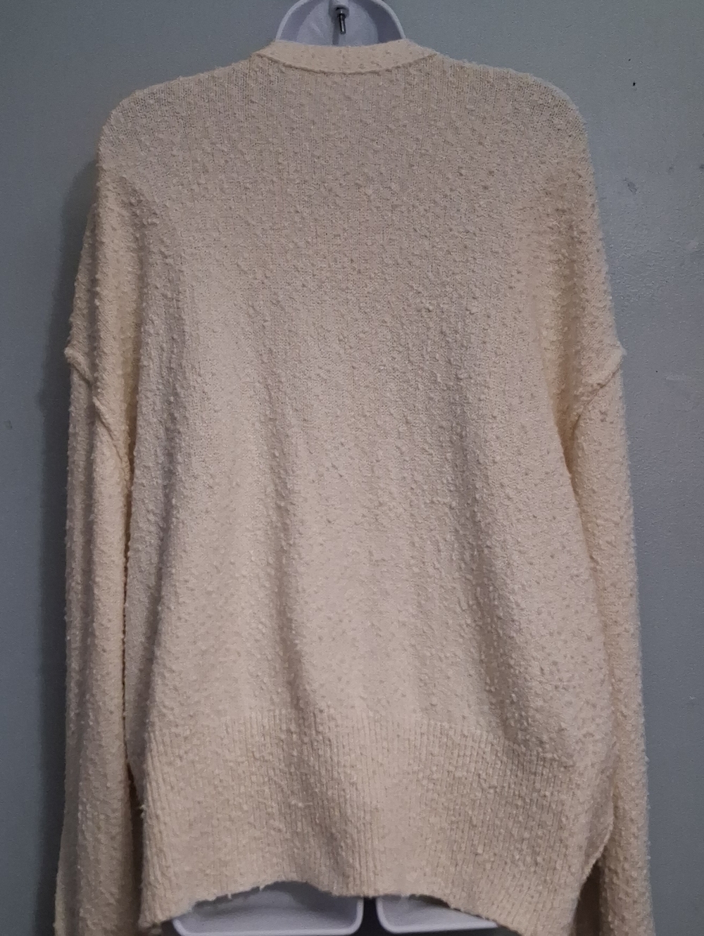 Free People Size M Women's Cream Nubby Textured Slouchy Button Crop Cardigan - Picture 9 of 17